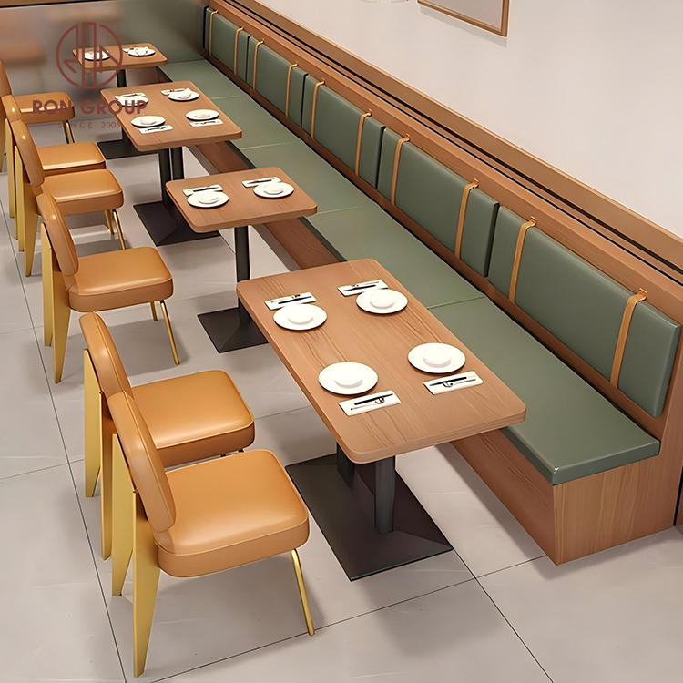 Furniture Leg Set - Modernes Restaurantmöbel-Set, braune Lederstühle mit gelben
