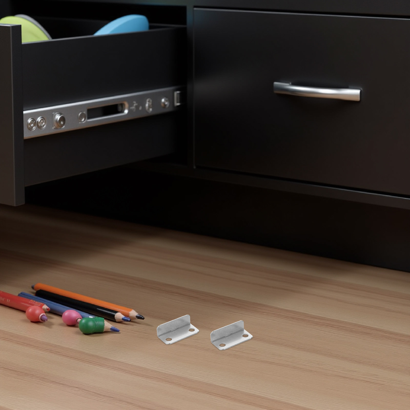 Office Furniture Hardware - 200 Stück Schubladenschloss-Aufprallplatten aus Metall, rechte