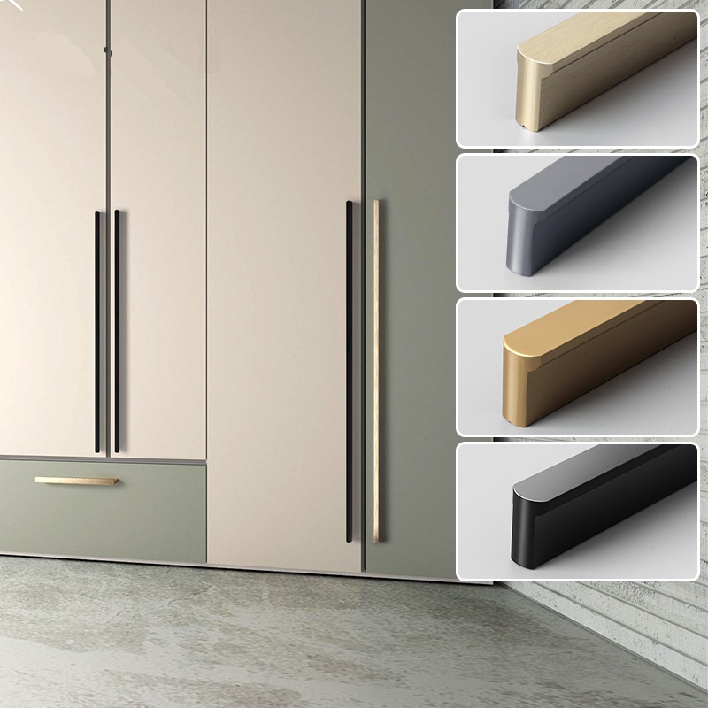 Drawer Pull Gold - 80–600 mm abgerundeter Schranktürgriff, leichter Luxus-Schubladengriff