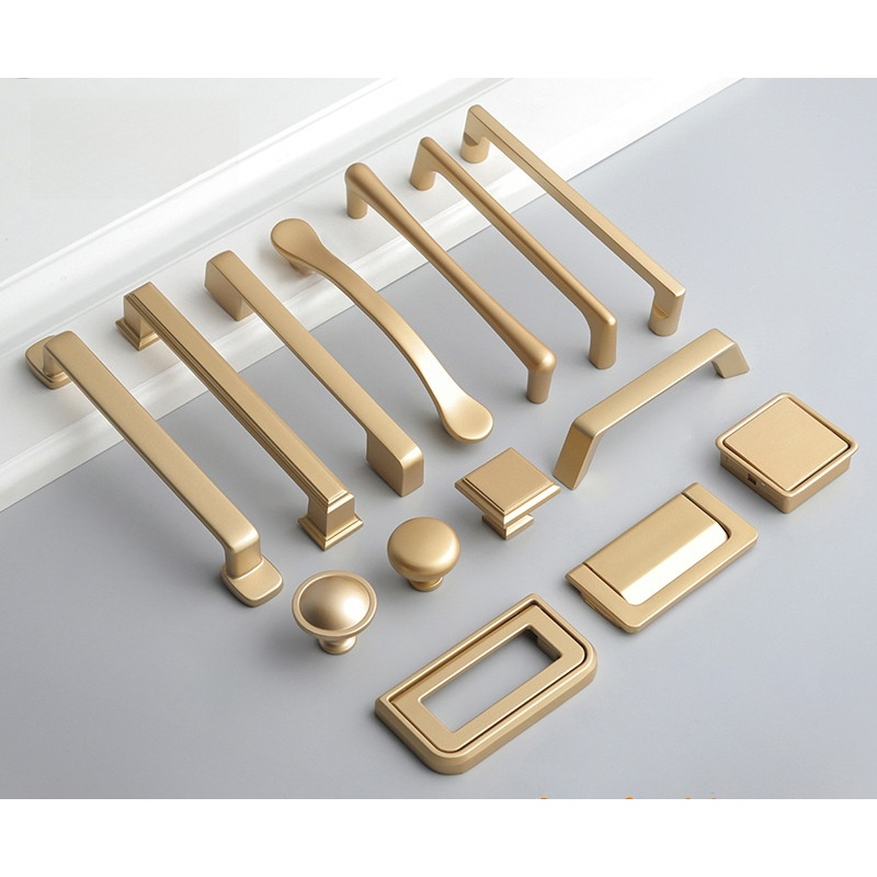 Drawer Pull Gold - Moderne Minimalistische Nordische Verlängerte Goldene Ziehgriffe