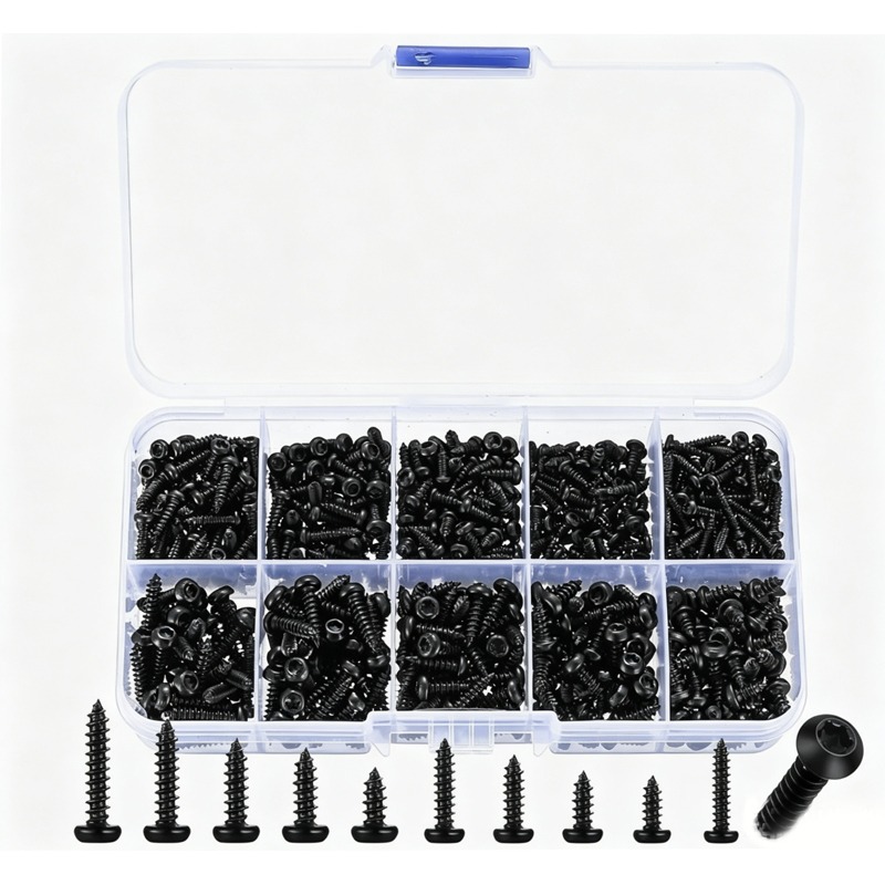 Furniture Hardware Fasteners - 600 Stück M2-M3 Schwarze Torx-Flachkopfschrauben Kleine