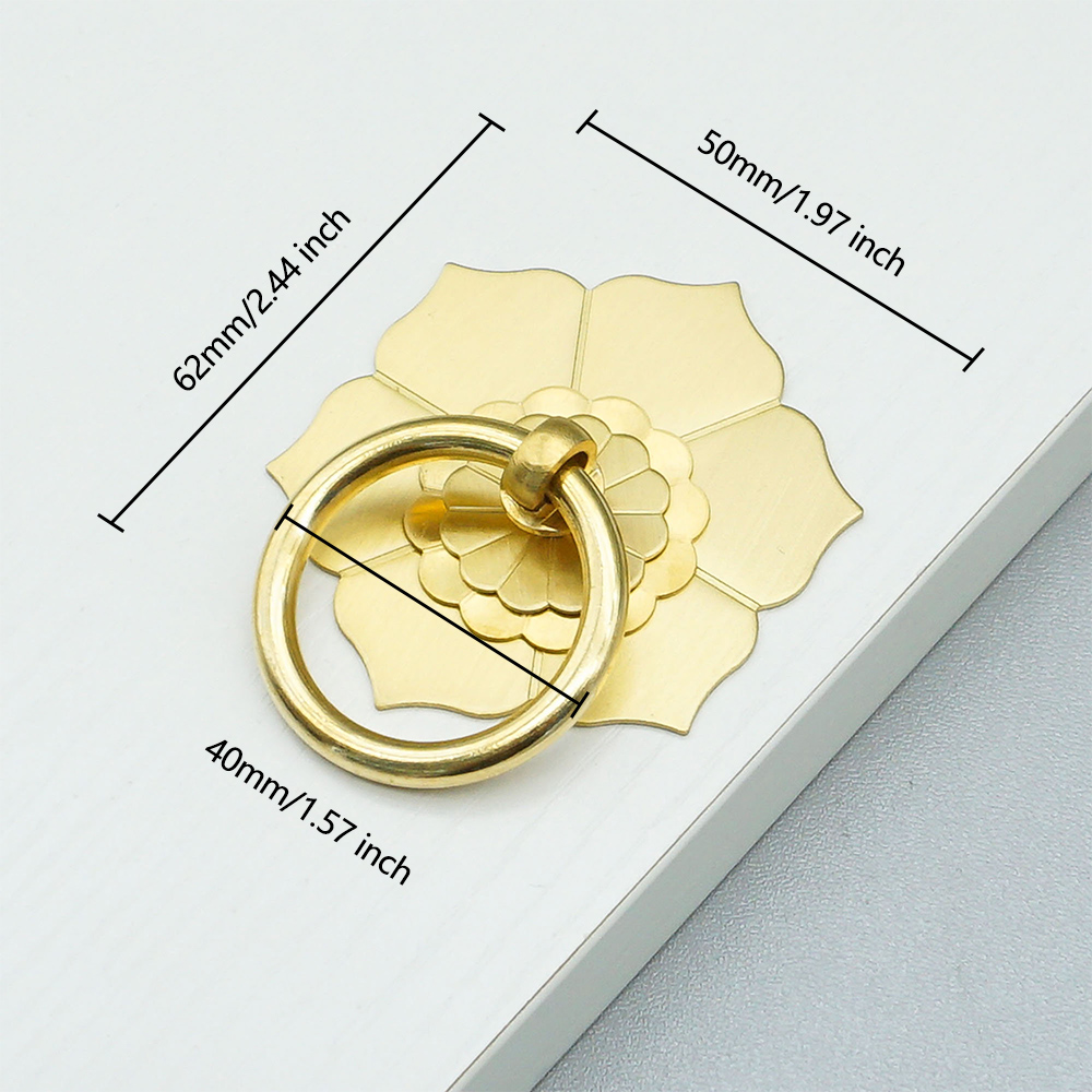 Unique Furniture Hardware Pulls - Florale Messing-Schranktürknöpfe, Tropfenring, Aufhänger, Ring –