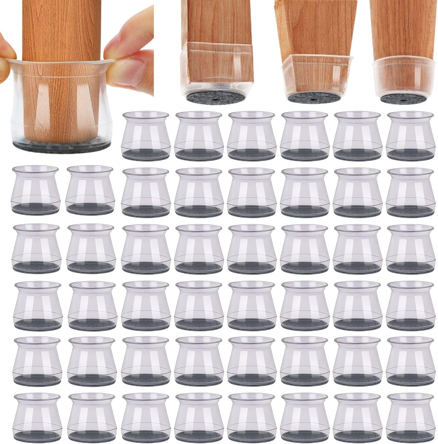 Furniture Foot Pad - 16-teilige Stuhlbein-Bodenschoner für Hartholzböden, Silikon-Stuhlkappen, Abdeckungen,
