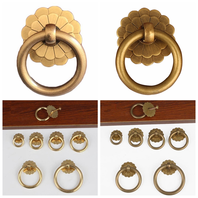 Drawer Pull Gold - Schrank-Ringknöpfe aus antikem Messing, goldfarben/bronzefarben, für