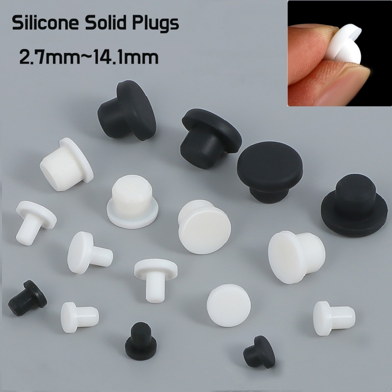 Furniture Screw Type - Schwarz-weißer Silikon-Vollstopfen, 2,7–14,1 mm, T-förmiger, weicher