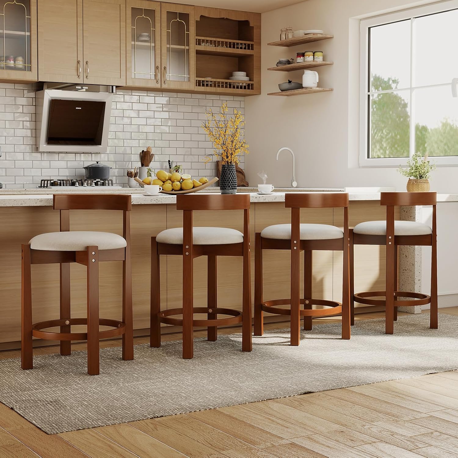 Furniture Leg Set - Barhocker-Set, 4 Stück, gepolsterte Kücheninselstühle mit