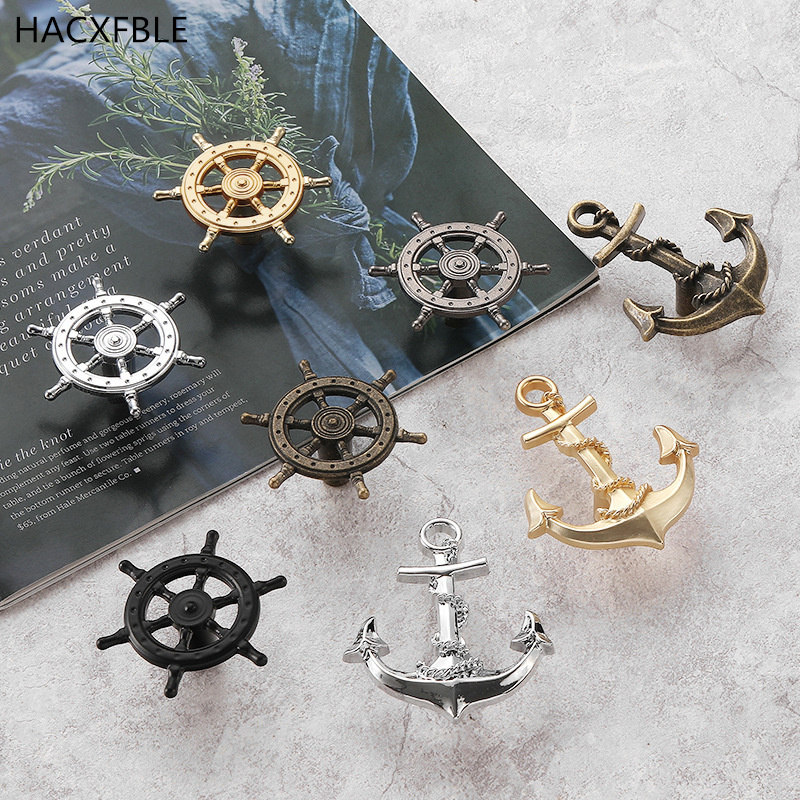 Drawer Pull Gold - Navigations-Dekorations-Schiffsanker Silberne Schrankgriffe Möbelgriffe Schiffsruder Lenkrad