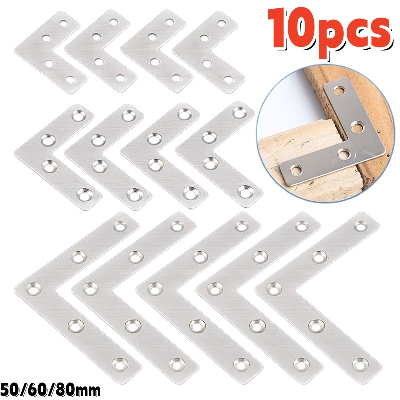 Furniture Hardware Connectors - 10 Stück flache Eckklammern aus Edelstahl,