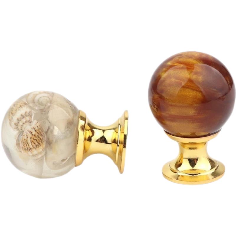 Drawer Pull Gold - Bernsteinfarbene Schrankgriffe mit Tigerauge-Effekt, Goldene Schubladenknöpfe,