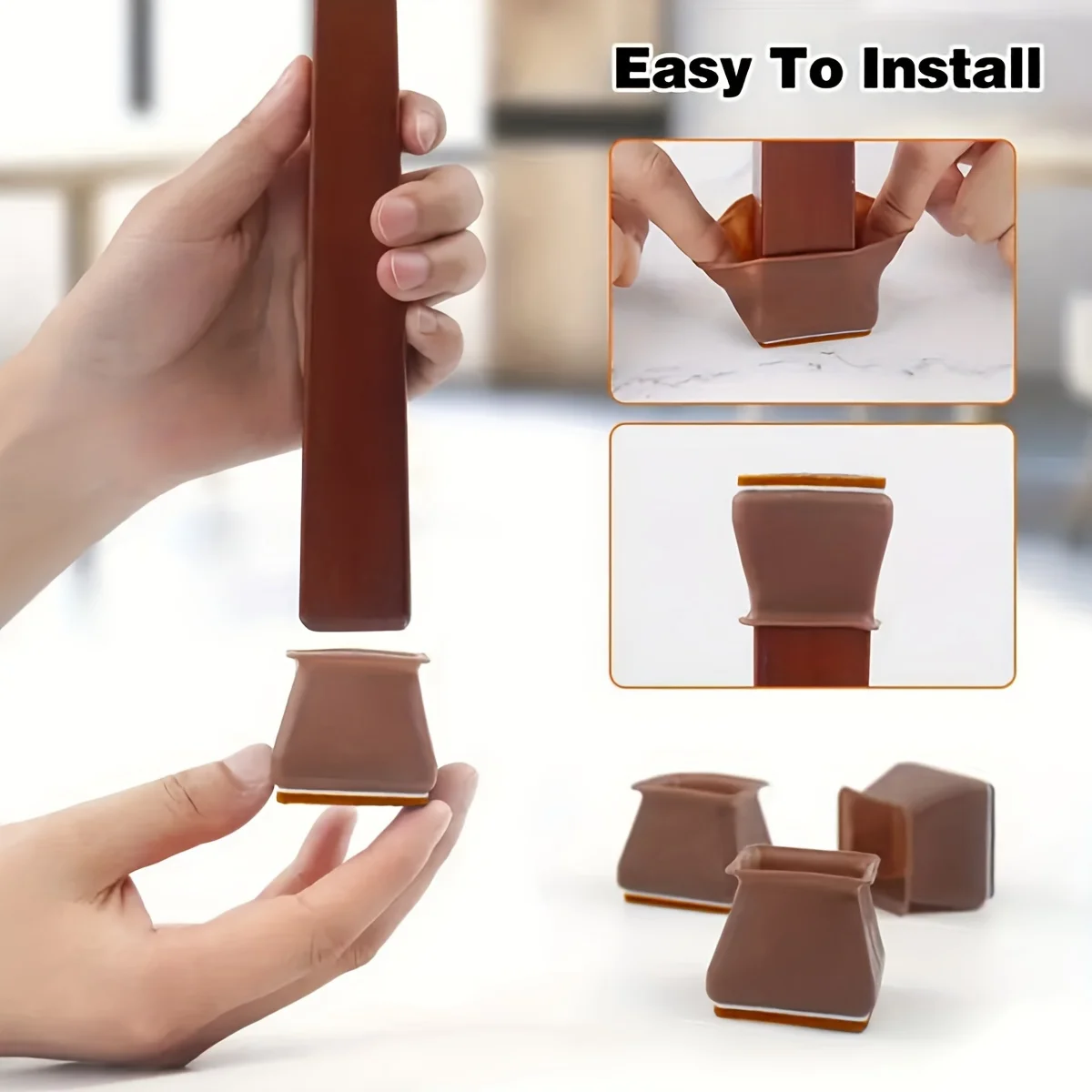 Furniture Foot Pad - Silikon-Kantenschutz für Stuhlbeine, Quadratische Rutschfeste Filzauflage,