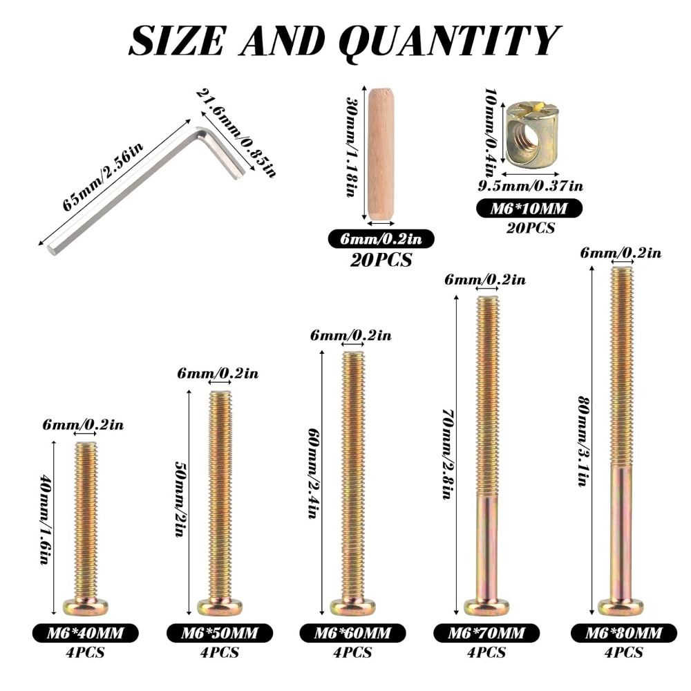 M6x40/50/60/70/80mm Holzbett-S – Furniture Hardware Barrel Nut Bewertung und Preis